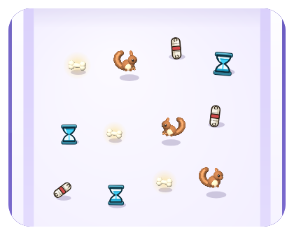A bowl of bones, squirrels, turds and hourglasses